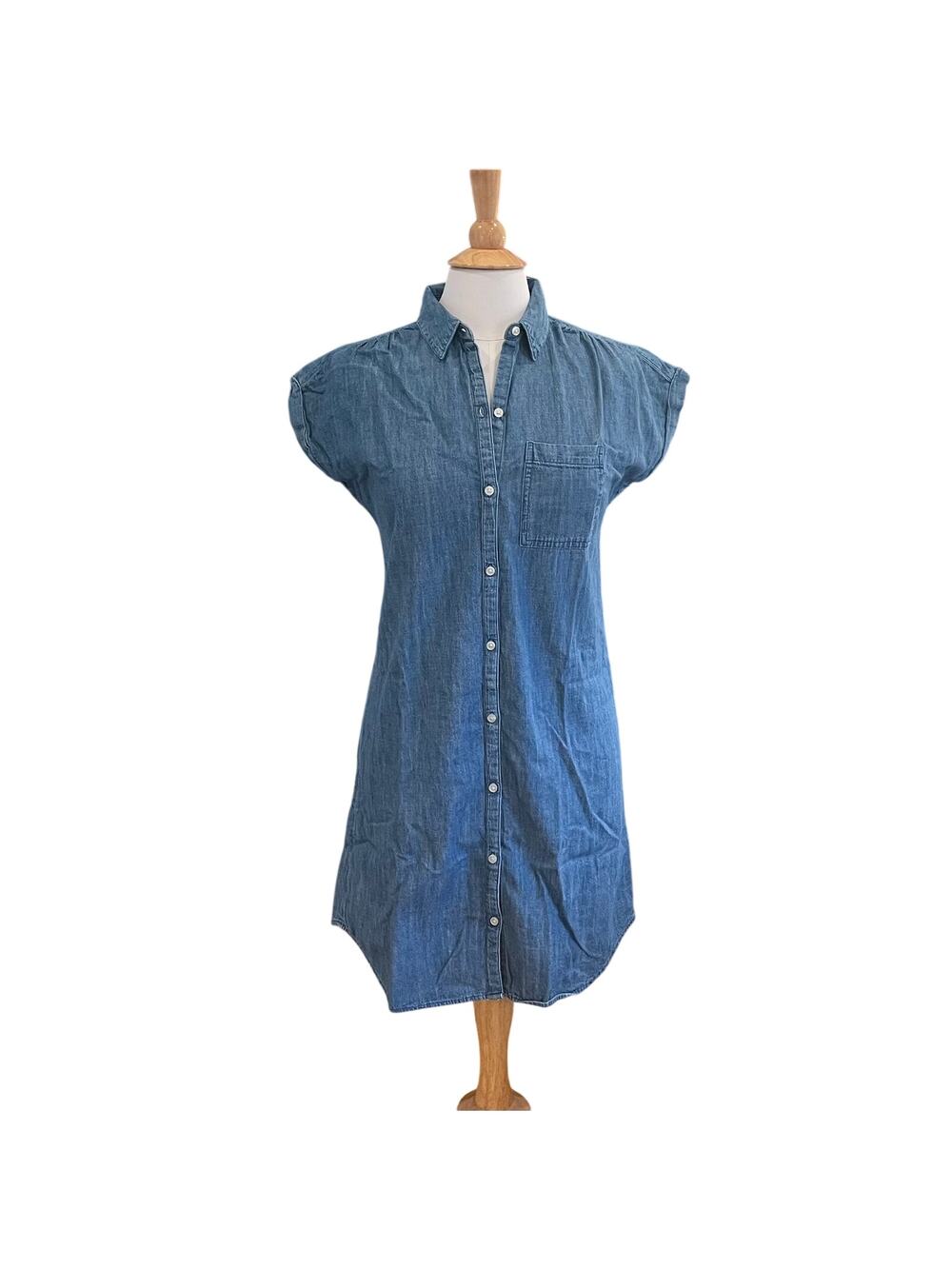 Old Navy Denim Shirt Dress, Short Sleeve, Medium Wash, S